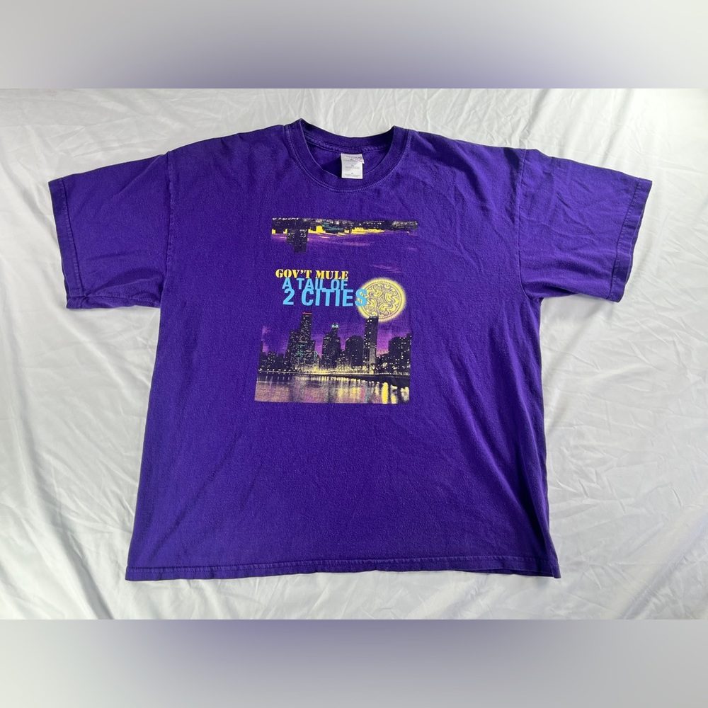 Men's Vintage Purple Gov't Mule A Tail Of 2 Cities 2007 Band T-Shirt Size XL